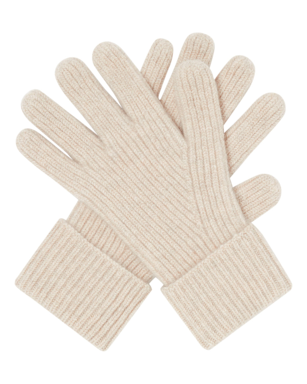 N.Peal Men's Ribbed Cashmere Gloves Heather Beige Brown