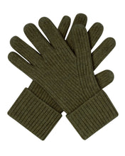 Load image into Gallery viewer, N.Peal Men&#39;s Ribbed Cashmere Gloves Moss Green
