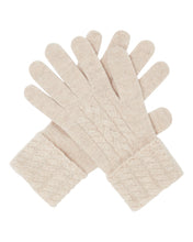 Load image into Gallery viewer, N.Peal Women&#39;s Cable Cashmere Gloves Heather Beige Brown
