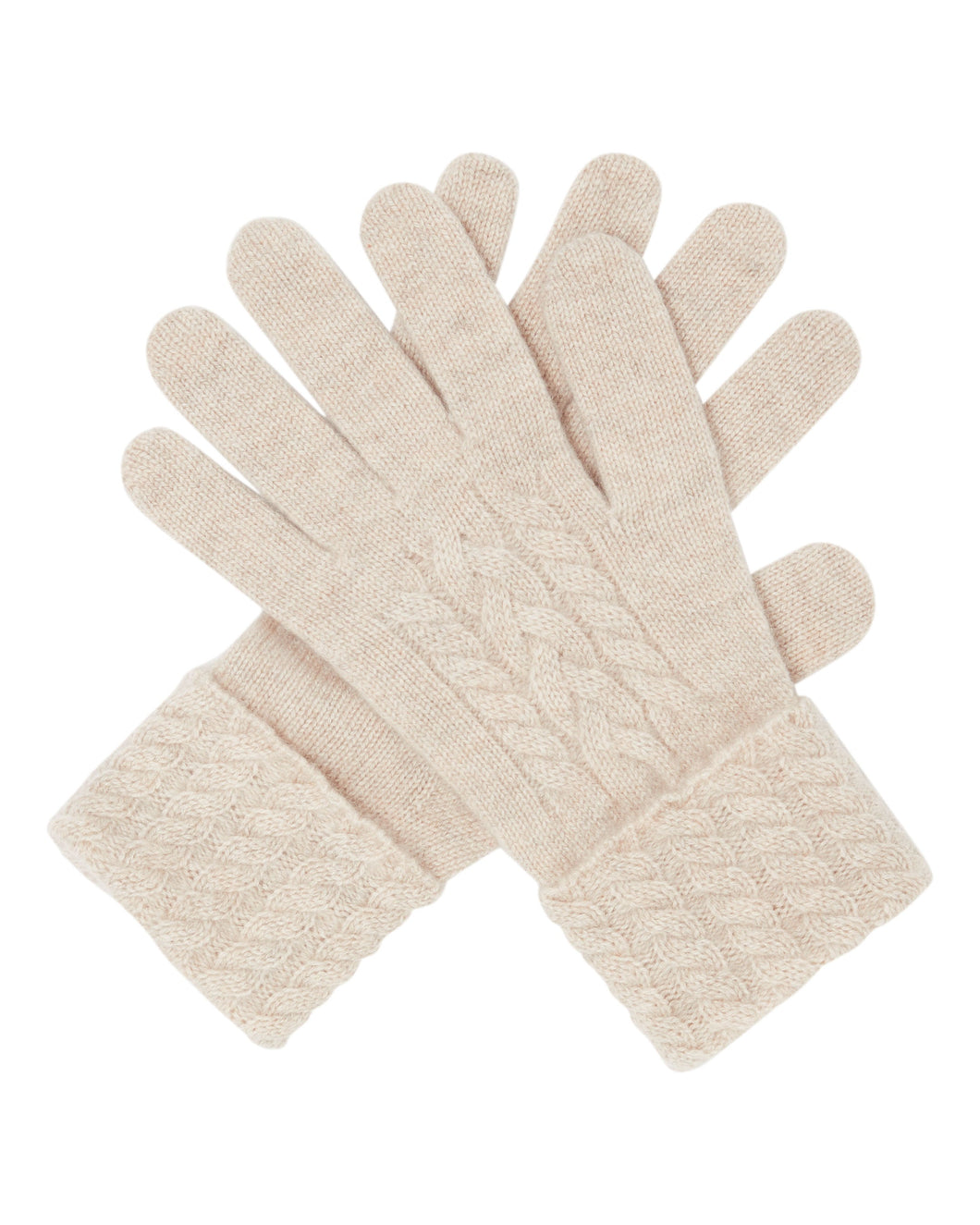 N.Peal Women's Cable Cashmere Gloves Heather Beige Brown