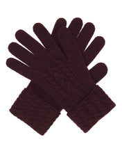 Load image into Gallery viewer, N.Peal Women&#39;s Cable Cashmere Gloves Plum Purple
