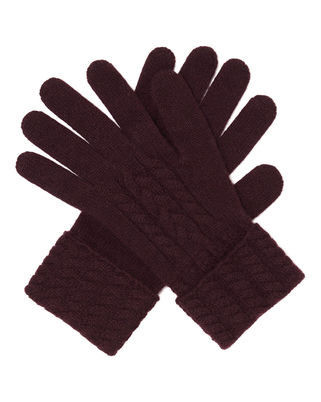 N.Peal Women's Cable Cashmere Gloves Plum Purple