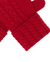 Load image into Gallery viewer, N.Peal Women&#39;s Cable Cashmere Gloves Ruby Red
