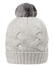 Load image into Gallery viewer, N.Peal Women&#39;s Cable Fur Pom Hat Fumo Grey
