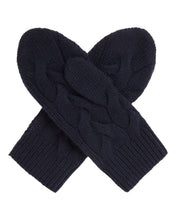Load image into Gallery viewer, N.Peal Women&#39;s Cashmere Cable Mittens Navy Blue
