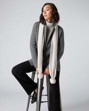 Load image into Gallery viewer, N.Peal Unisex Shearling Pom Ribbed Scarf Snow Grey
