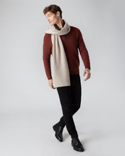 Load image into Gallery viewer, N.Peal Unisex Chunky Rib Cashmere Scarf Heather Beige Brown
