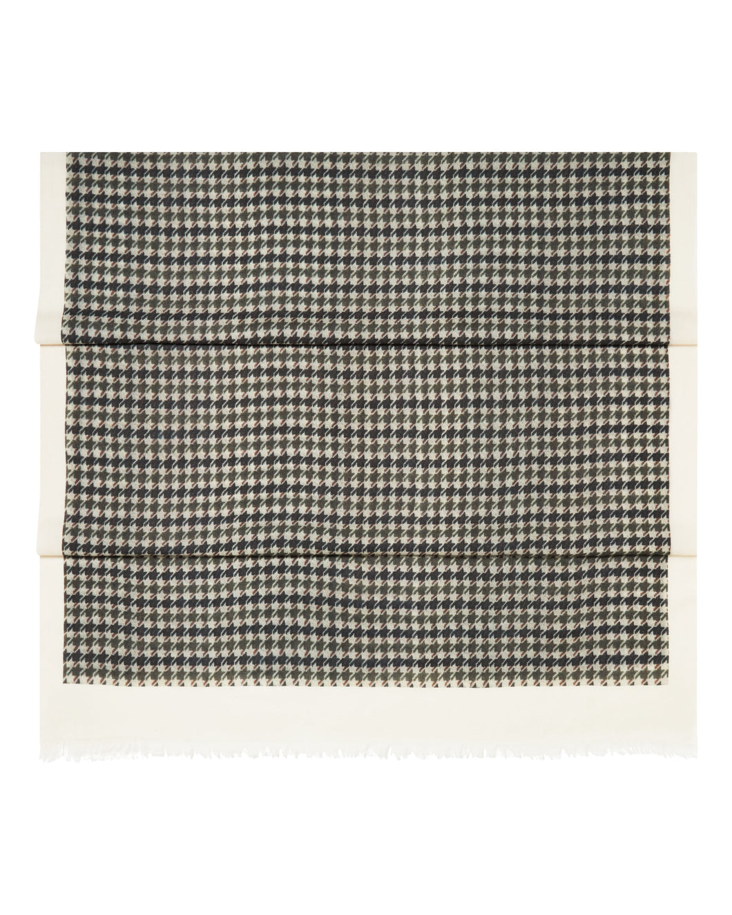 N.Peal Women's Green Houndstooth Cashmere Pashmina Print