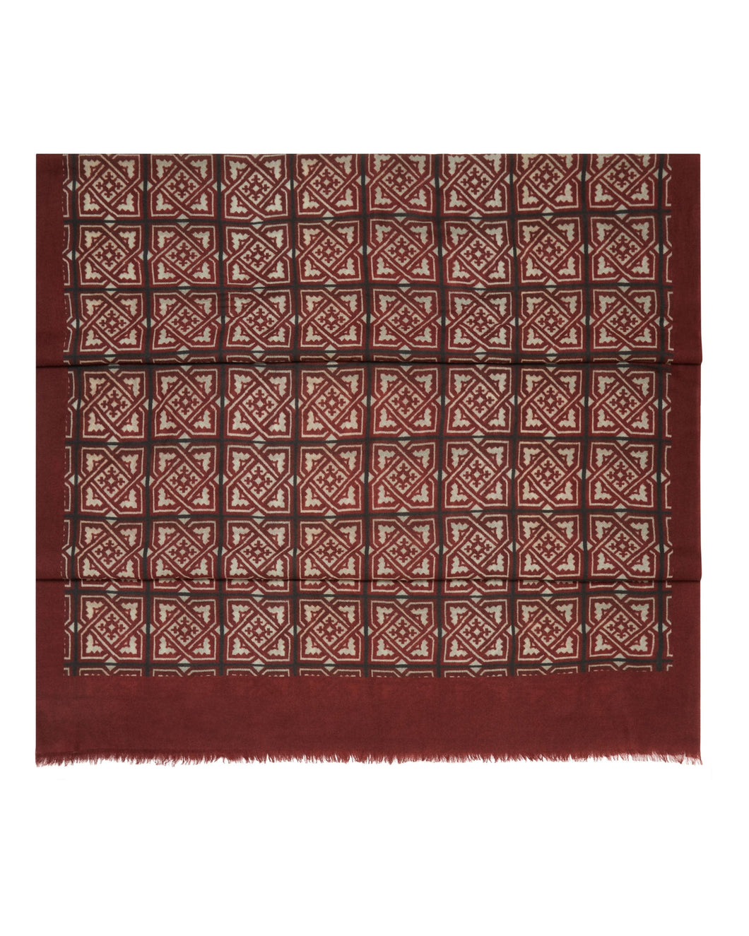 N.Peal Women's Deep Red Tile Cashmere Pashmina Red