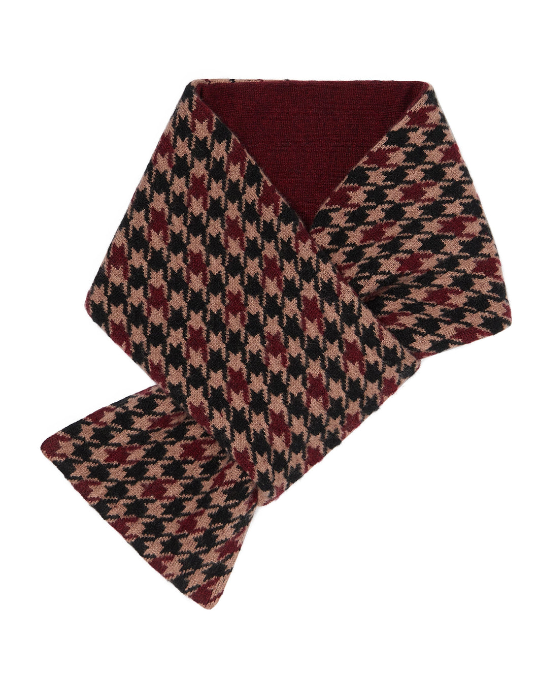 N.Peal Unisex Houndstooth Cross Cashmere Scarf Coconut Brown