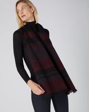 Load image into Gallery viewer, N.Peal Unisex Woven Check Cashmere Scarf Burgundy Red
