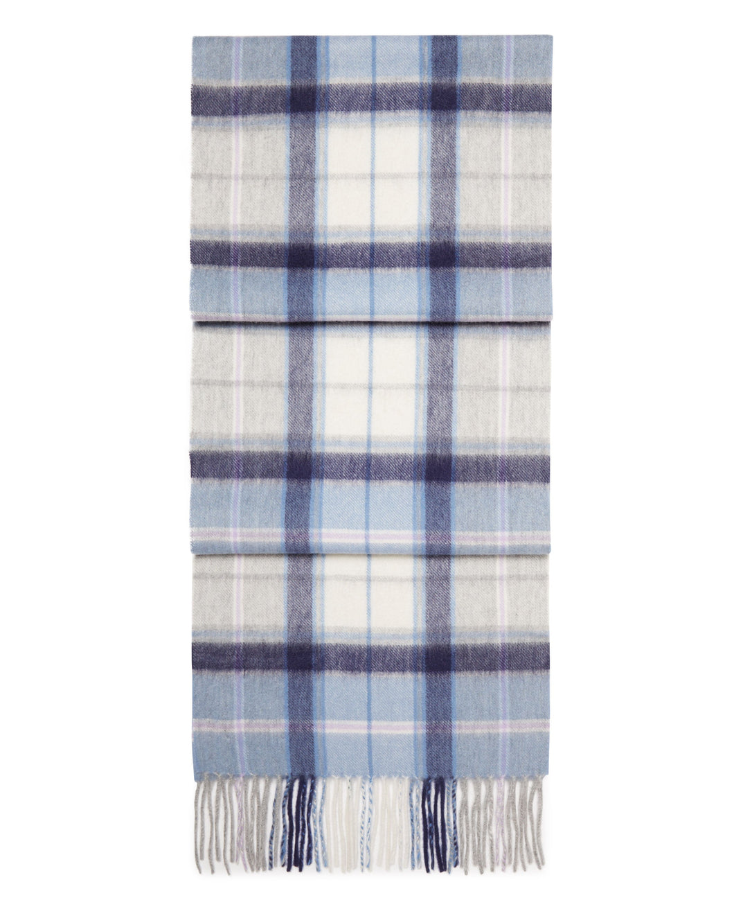 N.Peal Women's Woven Check Cashmere Scarf Blue Check