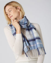 Load image into Gallery viewer, N.Peal Women&#39;s Woven Check Cashmere Scarf Blue Check
