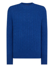 Load image into Gallery viewer, N.Peal Men&#39;s The Thames Cable Cashmere Jumper Cobalt Blue
