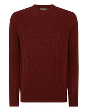 Load image into Gallery viewer, N.Peal Men&#39;s The Thames Cable Cashmere Jumper Copper Orange
