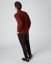 Load image into Gallery viewer, N.Peal Men&#39;s The Thames Cable Cashmere Jumper Copper Orange
