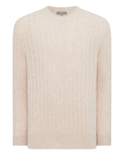 Load image into Gallery viewer, N.Peal Men&#39;s The Thames Cable Cashmere Jumper Heather Beige Brown
