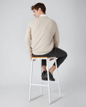 Load image into Gallery viewer, N.Peal Men&#39;s The Thames Cable Cashmere Jumper Heather Beige Brown
