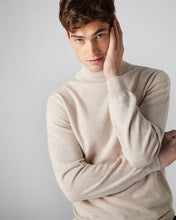Load image into Gallery viewer, N.Peal Men&#39;s The Trafalgar Polo Neck Cashmere Jumper Heather Beige Brown
