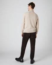 Load image into Gallery viewer, N.Peal Men&#39;s The Trafalgar Polo Neck Cashmere Jumper Heather Beige Brown
