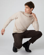 Load image into Gallery viewer, N.Peal Men&#39;s The Trafalgar Polo Neck Cashmere Jumper Heather Beige Brown
