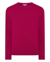 Load image into Gallery viewer, N.Peal Men&#39;s The Oxford Round Neck Cashmere Jumper Raspberry Pink
