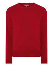 Load image into Gallery viewer, N.Peal Men&#39;s The Oxford Round Neck Cashmere Jumper Ruby Red
