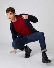 Load image into Gallery viewer, N.Peal Men&#39;s The Oxford Round Neck Cashmere Jumper Ruby Red

