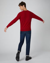 Load image into Gallery viewer, N.Peal Men&#39;s The Oxford Round Neck Cashmere Jumper Ruby Red
