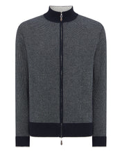 Load image into Gallery viewer, N.Peal Men&#39;s The Knightsbridge Zip Birdseye Cashmere Jumper Navy Blue
