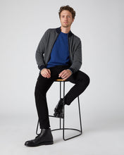 Load image into Gallery viewer, N.Peal Men&#39;s The Knightsbridge Zip Birdseye Cashmere Jumper Navy Blue
