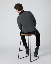 Load image into Gallery viewer, N.Peal Men&#39;s The Knightsbridge Zip Birdseye Cashmere Jumper Navy Blue
