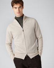 Load image into Gallery viewer, N.Peal Men&#39;s The Knightsbridge Zip Cashmere Jumper Heather Beige Brown
