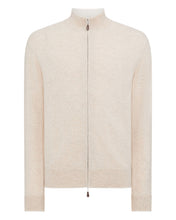 Load image into Gallery viewer, N.Peal Men&#39;s The Knightsbridge Zip Cashmere Jumper Heather Beige Brown
