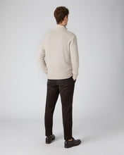 Load image into Gallery viewer, N.Peal Men&#39;s The Knightsbridge Zip Cashmere Jumper Heather Beige Brown
