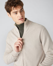 Load image into Gallery viewer, N.Peal Men&#39;s The Knightsbridge Zip Cashmere Jumper Heather Beige Brown
