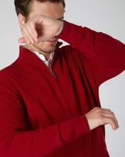 Load image into Gallery viewer, N.Peal Men&#39;s The Knightsbridge Zip Cashmere Jumper Ruby Red
