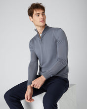 Load image into Gallery viewer, N.Peal Men&#39;s The Regent Fine Gauge Cashmere Half Zip Jumper Steel Grey
