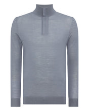 Load image into Gallery viewer, N.Peal Men&#39;s The Regent Fine Gauge Cashmere Half Zip Jumper Steel Grey
