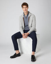 Load image into Gallery viewer, N.Peal Men&#39;s The Regent Fine Gauge Cashmere Half Zip Jumper Steel Grey
