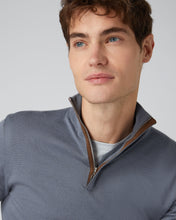 Load image into Gallery viewer, N.Peal Men&#39;s The Regent Fine Gauge Cashmere Half Zip Jumper Steel Grey
