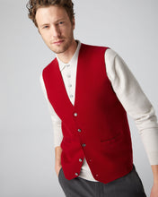 Load image into Gallery viewer, N.Peal Men&#39;s The Chelsea Milano Cashmere Waistcoat Ruby Red
