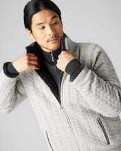 Load image into Gallery viewer, N.Peal Men&#39;s Fur Lined Cable Cardigan Fumo Grey
