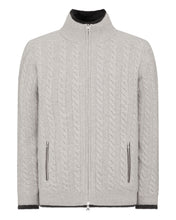Load image into Gallery viewer, N.Peal Men&#39;s Fur Lined Cable Cardigan Fumo Grey
