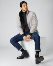 Load image into Gallery viewer, N.Peal Men&#39;s Fur Lined Cable Cardigan Fumo Grey
