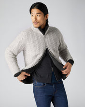 Load image into Gallery viewer, N.Peal Men&#39;s Fur Lined Cable Cardigan Fumo Grey
