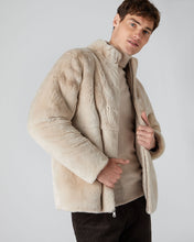 Load image into Gallery viewer, N.Peal Men&#39;s Fur Lined Cable Cardigan Heather Beige Brown
