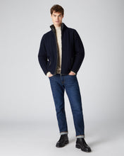 Load image into Gallery viewer, N.Peal Men&#39;s Fur Lined Cable Cardigan Navy Blue
