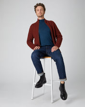 Load image into Gallery viewer, N.Peal Men&#39;s The Richmond Cable Cashmere Cardigan Copper Orange
