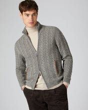 Load image into Gallery viewer, N.Peal Men&#39;s The Richmond Cable Cashmere Cardigan Pine Green
